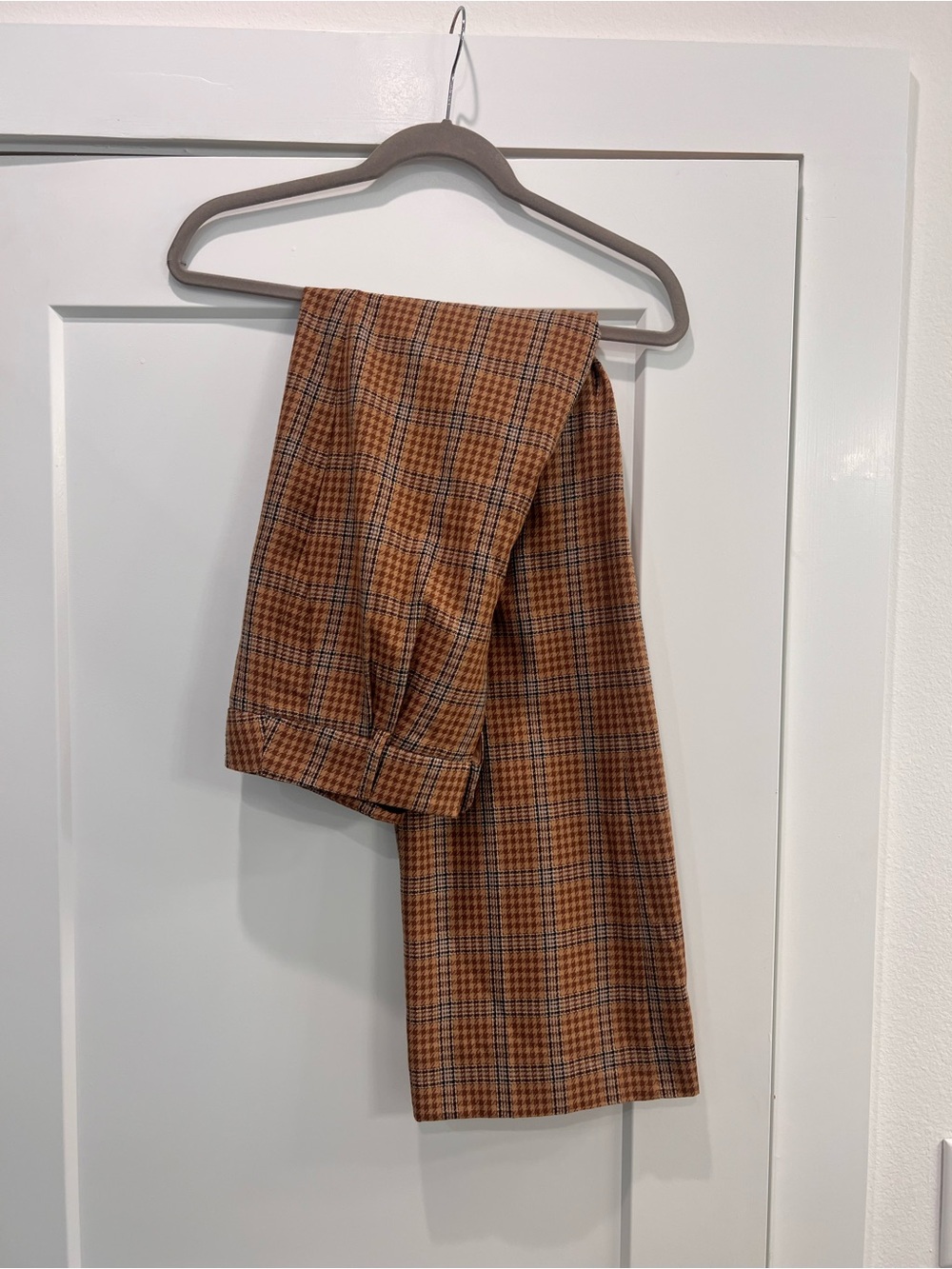 PAIGE Plaid Trousers in Brown and Black